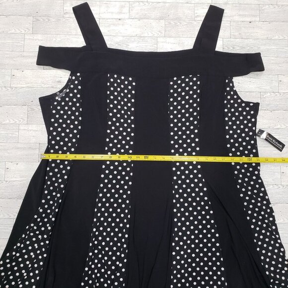 R&M Richards Sleeveless Polka Dot Dress Whimsigoth Pinup B&W Plus Size 3X NEW - Picture 8 of 10